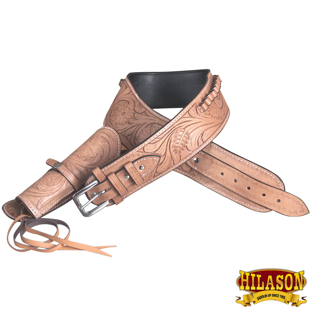 Leather Tooled Right Handed 8"  Barrel Natural Color Western Holster 