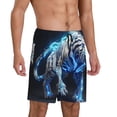 thumbnail image 2 of Logiee Futuristic Blue Light White Tiger Print Men's Pajama Shorts with Drawstring & Pockets,Sleep Shorts for Men,Sleepwear Bottoms,Elastic Waistband Loungewear-Medium, 2 of 6