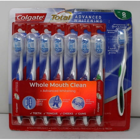 Colgate Total Toothbrushes  Whole Mouth Clean  Soft Bristles  8 ct