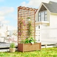 thumbnail image 2 of Outsunny jardinière en bois avec treillis écran de confidentialité surélevé lit de jardin jaune, 2 of 10