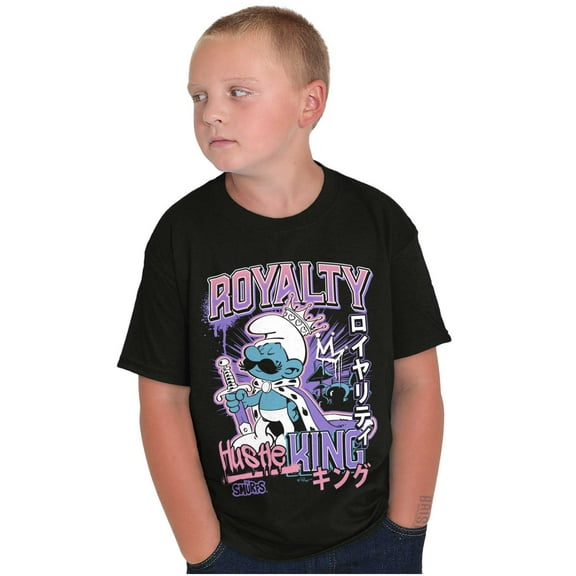 The Smurfs Kanji Hustle King Royalty Boys Kids T Shirt Tees Tops Teen Brisco Brands L