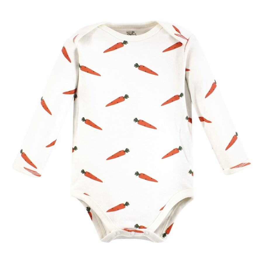 Touched by Nature Organic Cotton Long-Sleeve Bodysuits, Fruits And Veggies, 6-9 Months