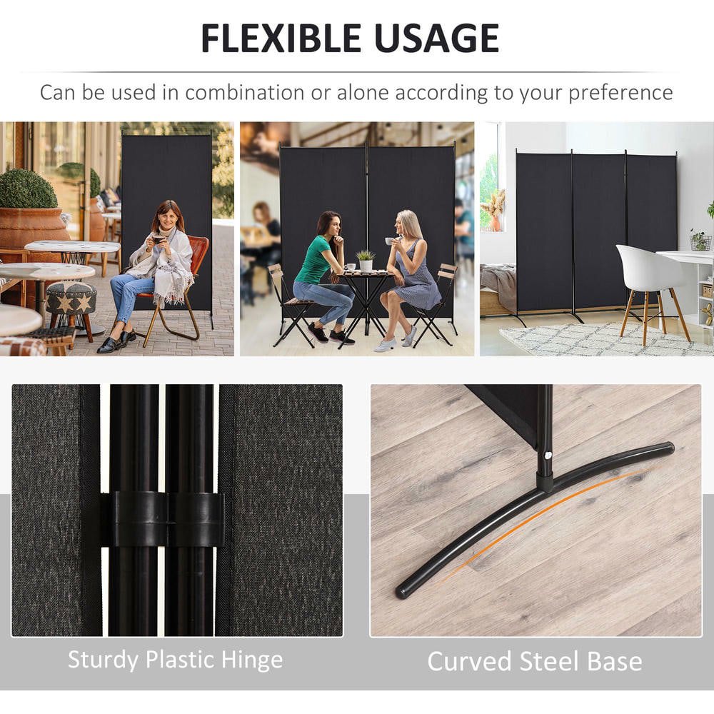 Resenkos 6ft 3-Panel Room Divider - Indoor Privacy Screen for Home, Black