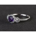thumbnail image 3 of HeartsAndYou 2ct Natural Purple Amethyst Engagement Ring 14k SOLID White Gold Halo Trilogy, 3 of 9