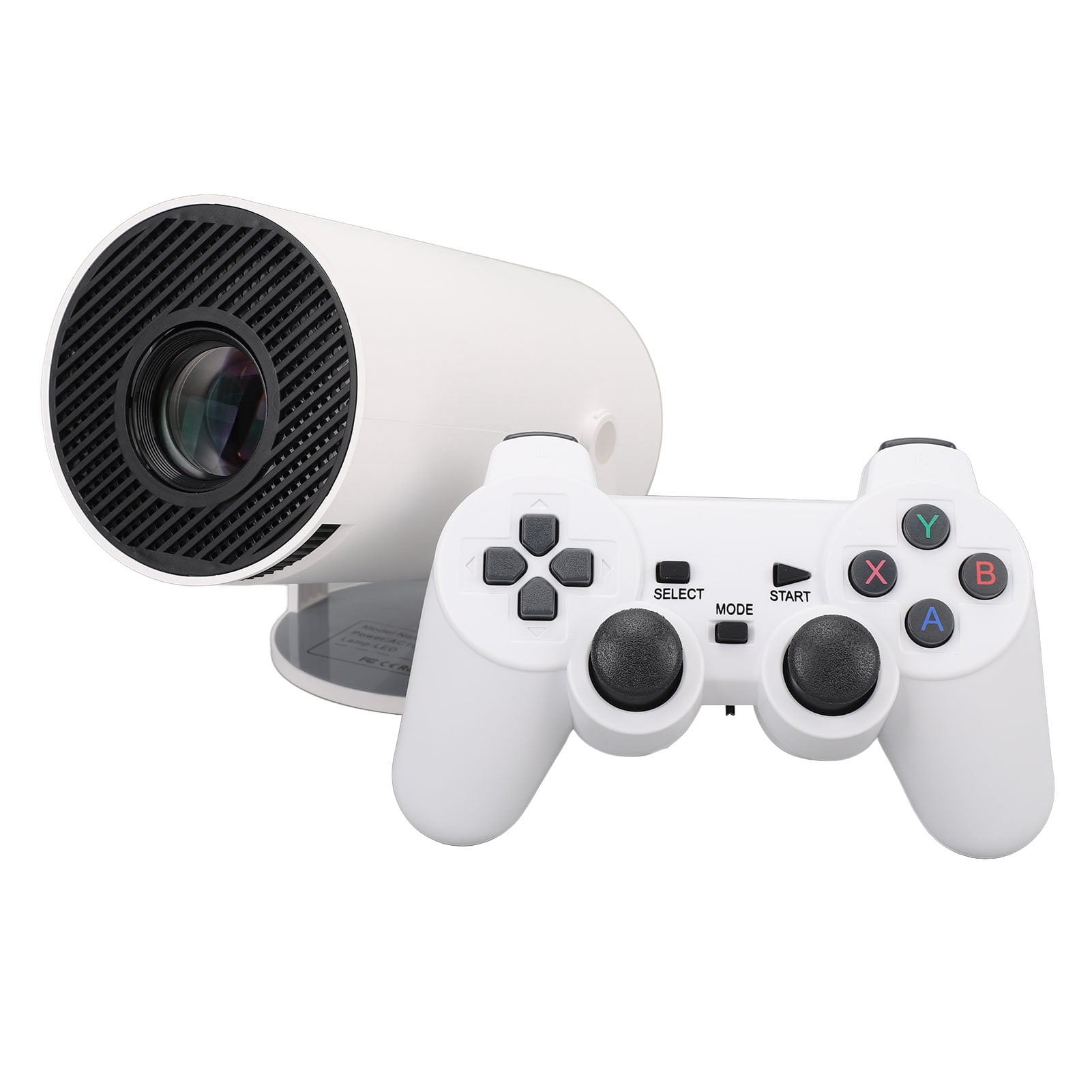 1GB 8GB Projector, Wireless Screen Mirroring Automatic Trapezoid Correction BT5.0 Outdoor Projector with 2 Gamepad for Gaming US Plug