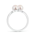 thumbnail image 2 of ANGARA Double Japanese Akoya Cultured Pearl Ring with Diamond Accents in 925 Sterling Silver for Women | June Birthstone, Birthday, Anniversary, Jewelry Gift for Women | Pearl Ring, 2 of 7