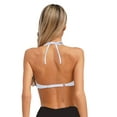 thumbnail image 2 of Eandarui Womens Shell Bikini Tops Glitter Pearl Chest Chains Halter Summer Beach Rave Party Bra Top White L, 2 of 6