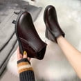 thumbnail image 5 of POROPL Womens Boots Ankle Fashion Flat Fleece Side Zip Up Shoes,Womens Boots Size 7.5, 5 of 7