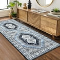 thumbnail image 3 of Haperlare Washable Runner Rug for Living Room Boho Tribal Bedroom Rug Vintage Oriental Area Rug Non Slip Throw Rugs Soft Low Pile Carpet, 2' x 6' Blue, 3 of 7