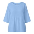 thumbnail image 5 of Maplenight Peplum Blouses for Women Cotton Crew Neck Half Sleeve Tops Office Casual Work Summer Shirts, 5 of 5
