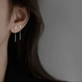 thumbnail image 5 of Tiny Cube Threader Earrings, S925 Sterling Silver Minimalist Geometric Earrings - Shanali Jewelry, 5 of 9