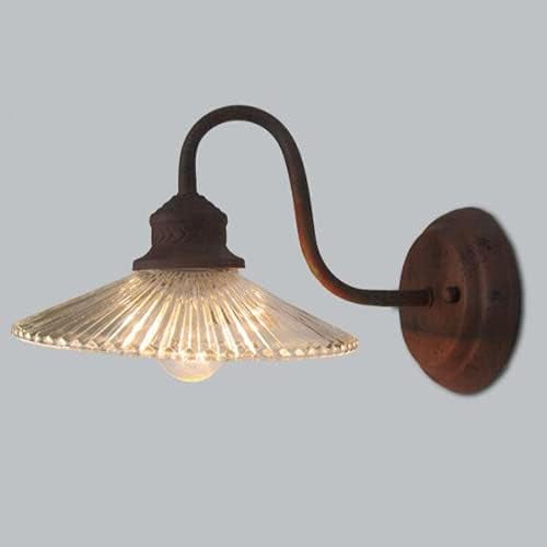 E14 Distressed Wrought Iron Wall Lamp Glass Lampshade Wall Light Eye Protection Soft Light Bedside Lamp Decorate Living Room Restaurant Cafe
