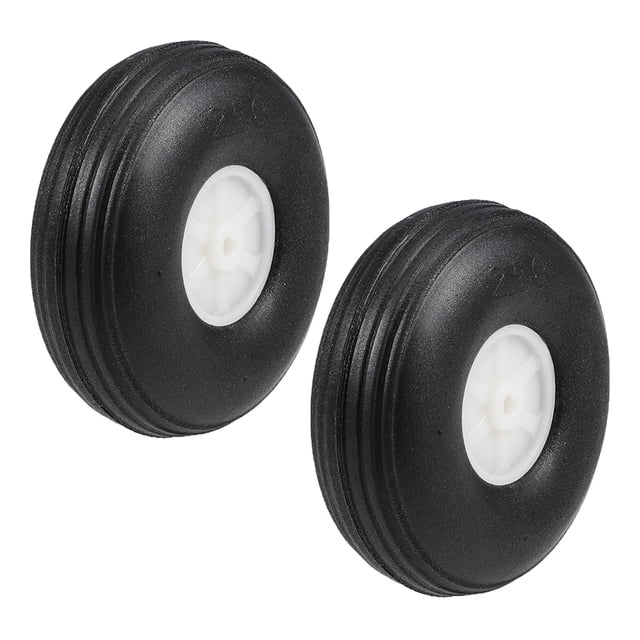 Conjuntos de neumáticos y ruedas Uxcell para avión RC, neumático de esponja PU con cubo de plástico, 2.5" 2Pcs