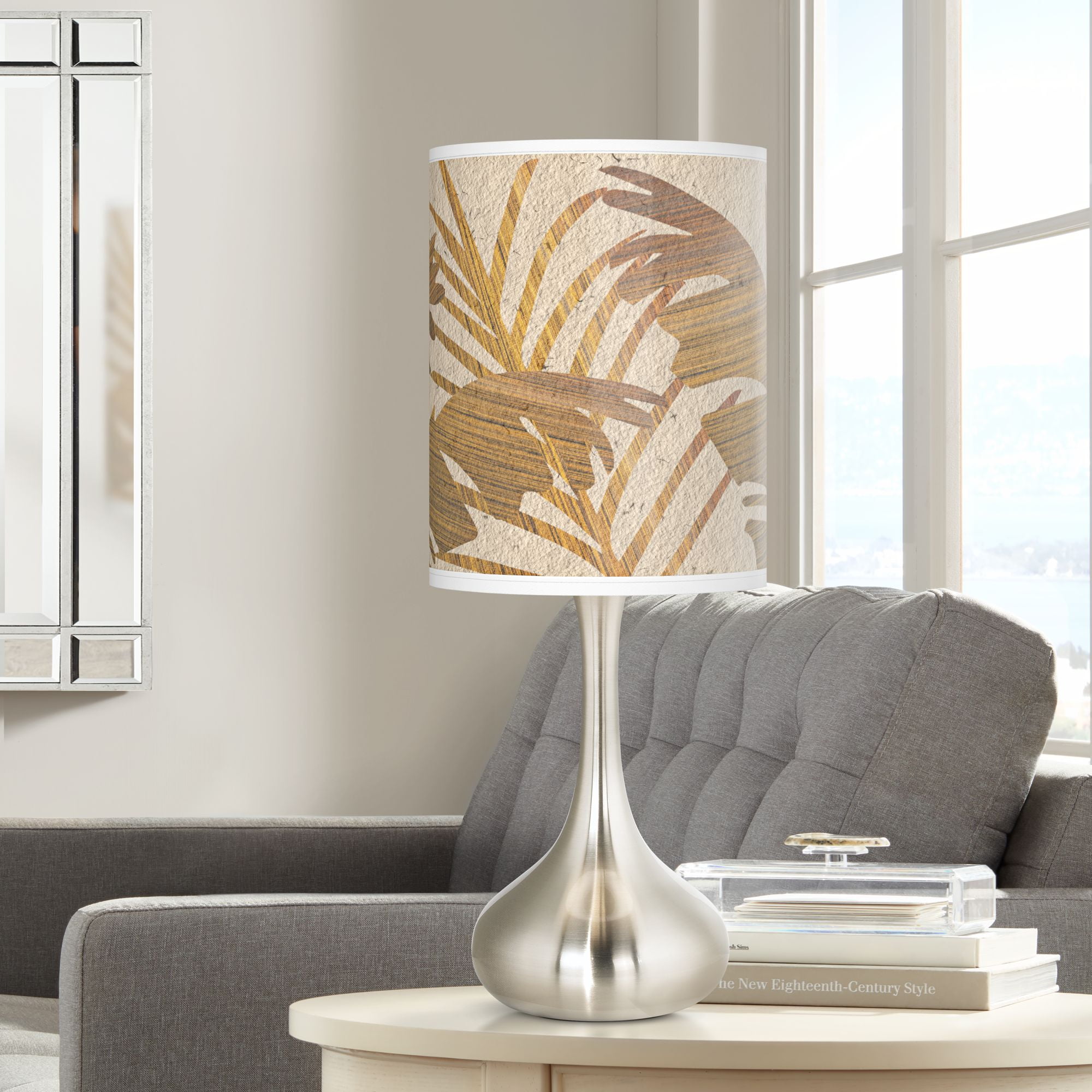 Giclee Glow Modern Accent Table Lamp Brushed Steel Droplet Tropical