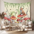 thumbnail image 2 of Mushroom Fox Large Tapestry for Bedroom Wall Hanging Tapestry, Green Leaf Butterfly Red Retro Plant Ceiling Backdrop Tapestries Poster Blanket Wall Decor for Teens Room Living Room Dorm 86" x 104", 2 of 8