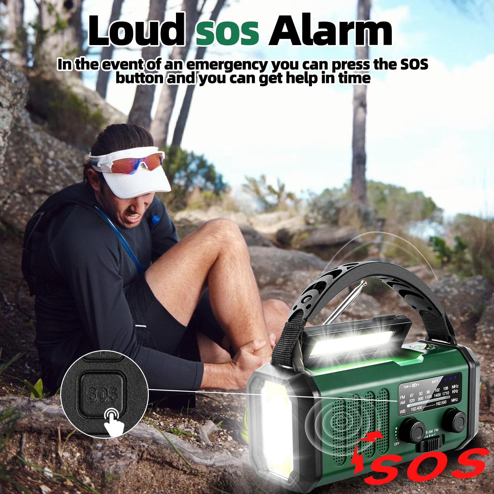 Hand Crank Emergency Radio 37000mwhsolar Portable Noaa Am Fm Weather With 3mode Flashlight And Reading Light Cell Phone Home Distress Signa