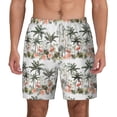 thumbnail image 2 of Picia Flamingo Palm Trees pattern Mens Swim Trunks with Compression Liner Stretch Beach Shorts Quick Dry with Zipper Pockets No-Chafing Board Shorts-Large, 2 of 9