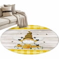 thumbnail image 2 of Area Rug 36in, Watercolor Bee Dwarfs Floor Carpet Living Room Rug, Daisy Yellow Gauze Non-Slip Welcome Mat Indoor Rugs for Bedroom Dining Room, 2 of 9