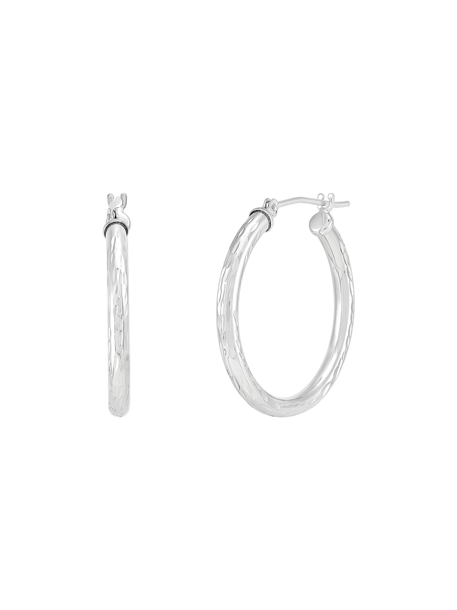 Brilliance Fine Jewelry 10K White Gold 2.3MMx23MM Hollow Round Hollow Hoops Earrings