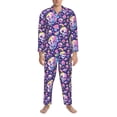 thumbnail image 3 of Cauagu Skull colorful mushroom Print Men's Long-Sleeve Pajama Set,Soft Button-Front 2Pjs for Men Long Sleeve Men’s Sleepwear-X-Large, 3 of 7