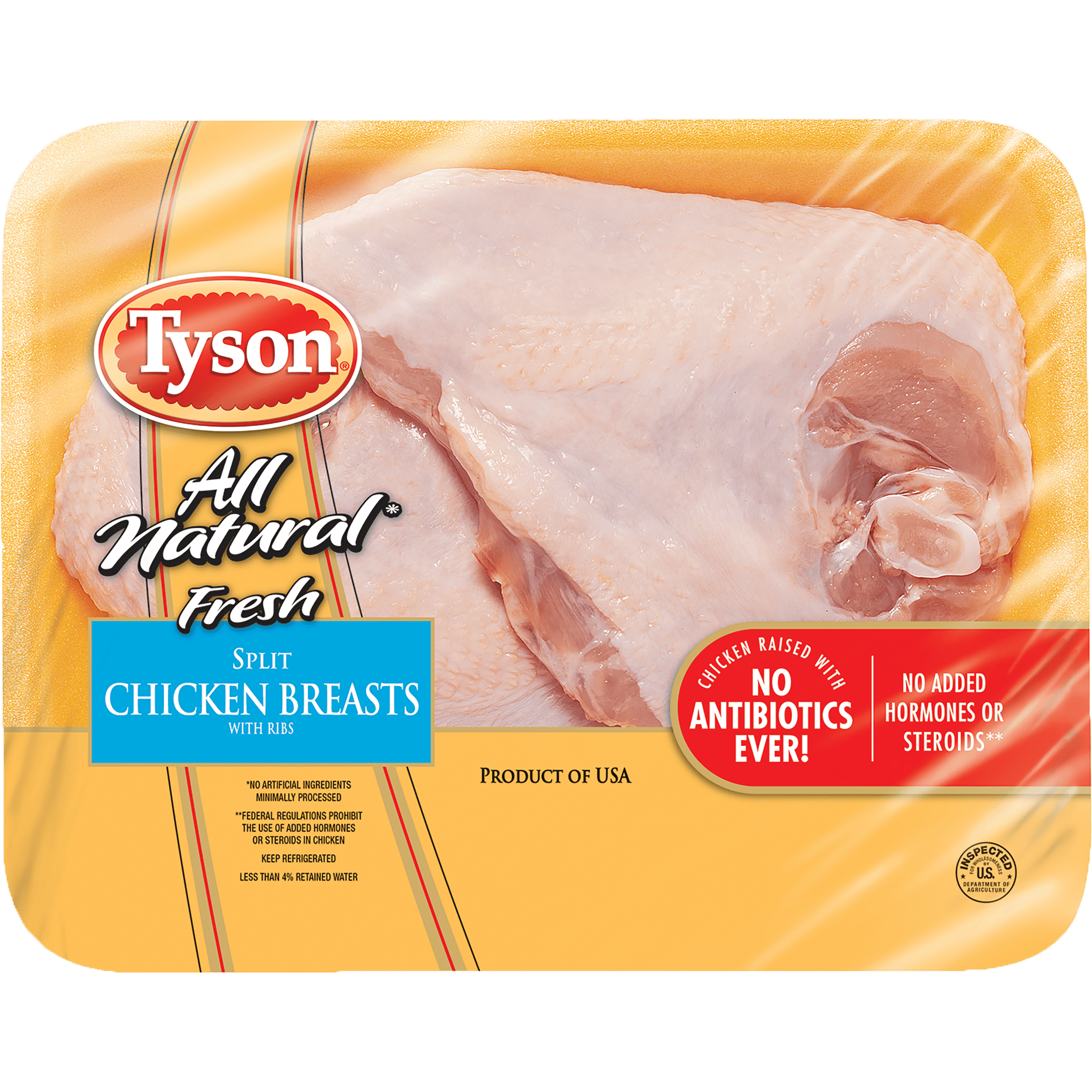 Tyson® All Natural* BoneIn Split Chicken Breasts, 2.0 3.6 lb