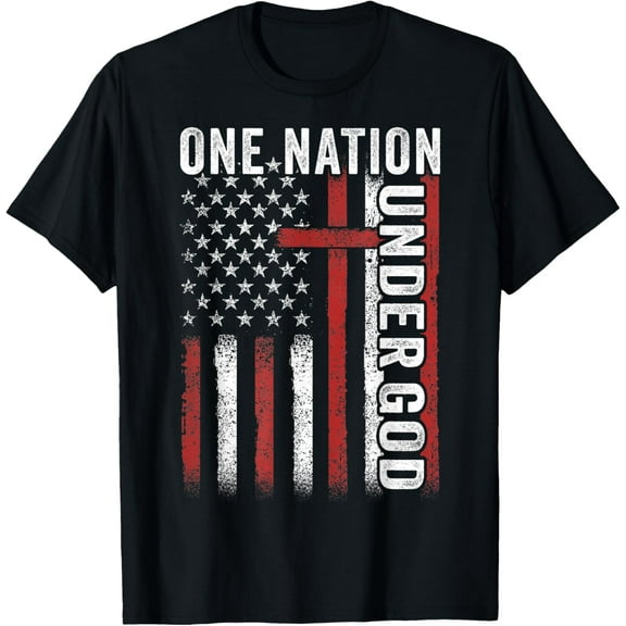 One Nation Under God Flag 4th Of July Patriotic Christian T-Shirt