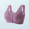 thumbnail image 4 of Ropa interior estampada para mujer sujetadores con cuello en V y retazos de encaje traje de ropa interior con hebilla frontal, 4 of 9
