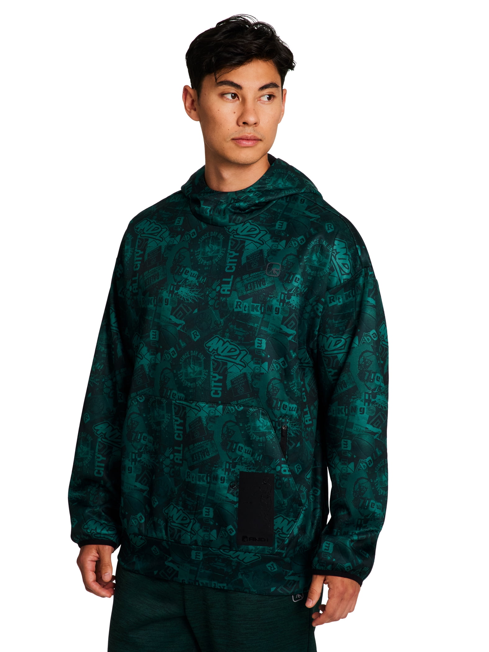 AND1 Men's and Big Men's Ultimate Print Pullover Hoodie, up to Size 3XL