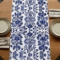 thumbnail image 5 of Blue Spring Floral 90 Inch Table Runner, Summer Botanical Farmhouse Farmhouse Dresser Scarf Cotton & Linen Tablerunner for Dining/Kitchen Island/Holiday Party Décor 13" x 90", 5 of 9