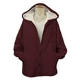 thumbnail image 6 of APEXFWDT Women's Sherpa-Lined Hooded Jacket Button-Down Long Sleeve Warm Winter Coat Pockets Outerwear for Winter Daily Errands,S,Wine, 6 of 7