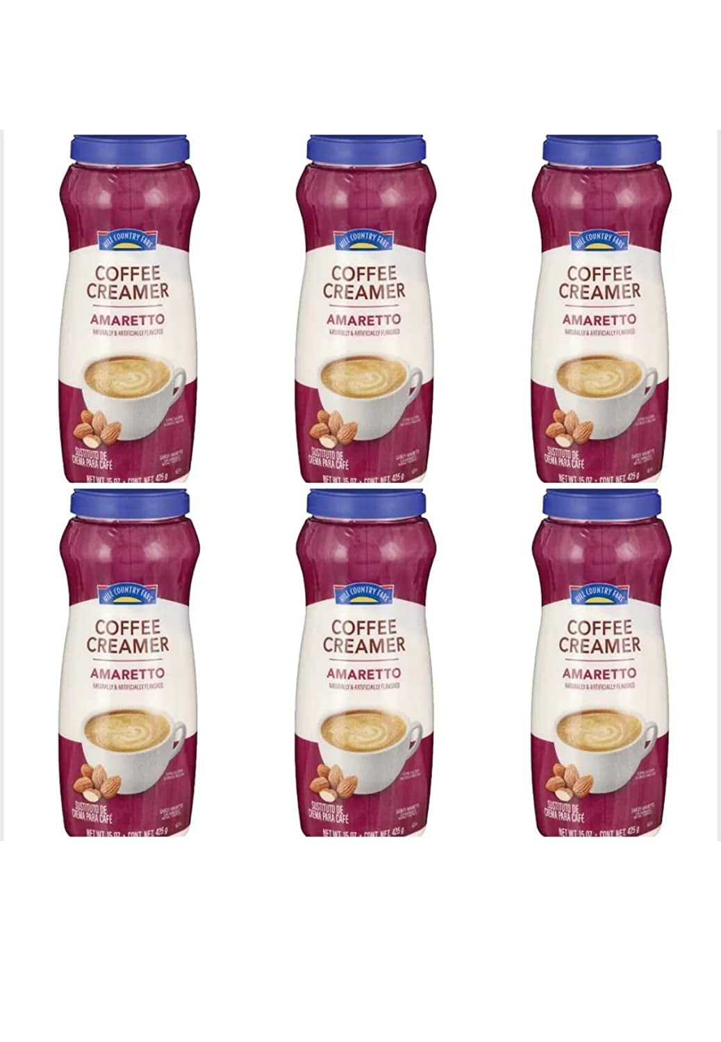 New Sealed Amaretto Powdered Coffee Creamer 15oz ( LOT OF 6 ). Hill Country Fare