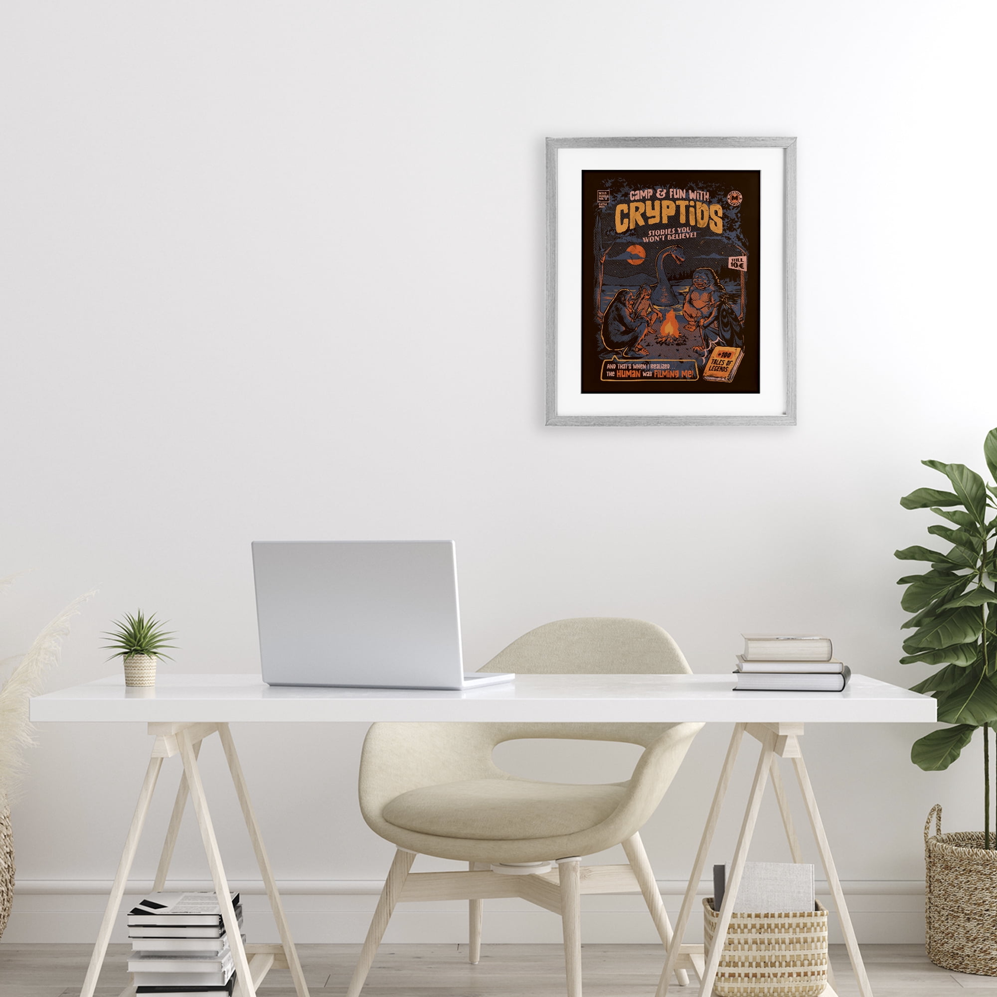 Stupell Industries Cryptid Camp Humor Gray Framed Print Under Glass, design by EduEly Designs