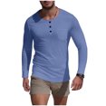 thumbnail image 2 of pstuiky camisa de manga larga para hombre, Camisa de capa base de ejercicio de manga larga para hombre, informal, con cuello redondo, bolsillos y botones, de colores sólidos top de hombre xxxl, 2 of 9