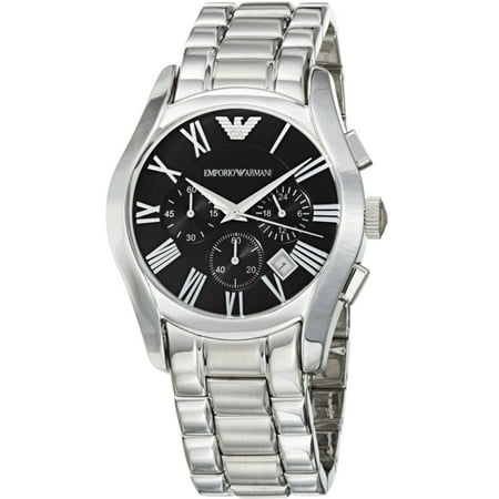 Emporio Armani Round Dial Watch - Emporio Men's Stainless Steel Chronograph Black Dial Watch AR0673