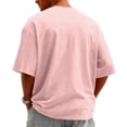 thumbnail image 5 of Men's Knit Round Neck Short Sleeve T-Shirt, Fashion Casual Pullover for Daily and Weekend Wear, Soft Stretchy Fabric Light pink 2XL, 5 of 5