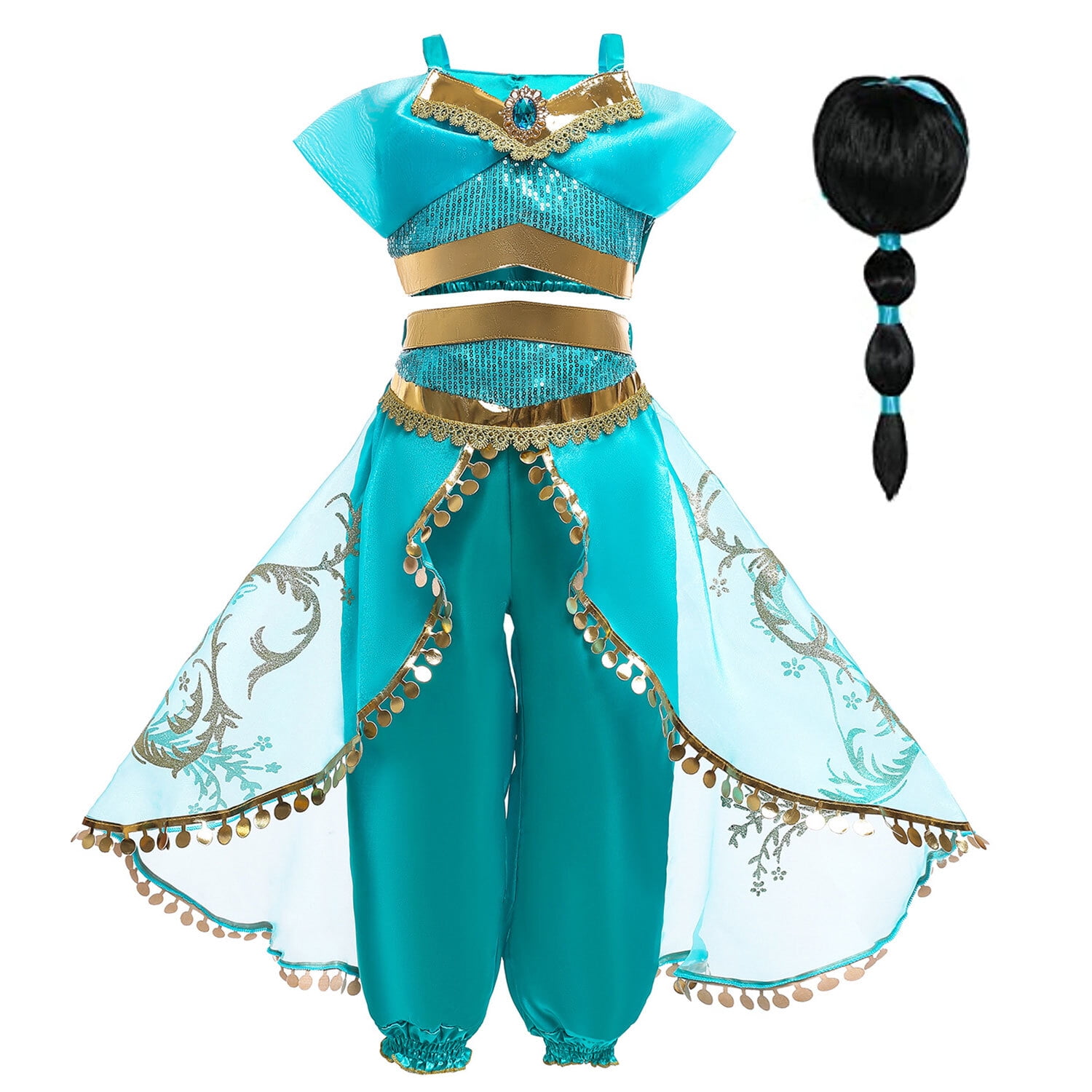 Girls Princess Dress up Jasmine Costume for Birthday Halloween