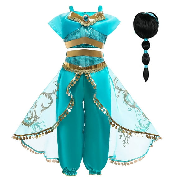 Girls Princess Dress up Jasmine Costume for Birthday Halloween Christmas Party