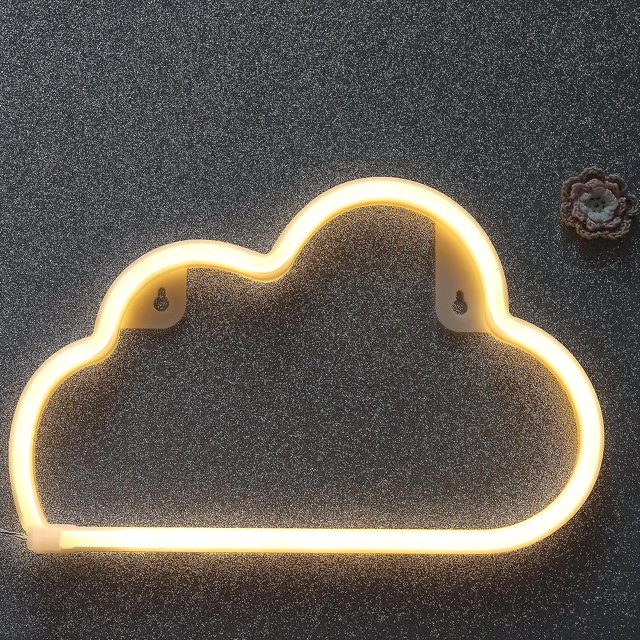 Letreros de neón Led, luz nocturna decorativa de pared de nubes para dormitorio, habitación de ni?os y ni?as, decoración del hogar, luz de neón alimentada por batería y U ZefeiWu 8390606599902