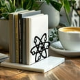 thumbnail image 6 of Metal Bookends for Shelves Modern Decorative Heavy Duty Study Book Support Stoppers for Office Desk Shelf Room 5.3"x4.3"x4.6" Cast Iron Simple Tall Bookends 1 Pair (Atom), 6 of 9
