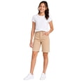 thumbnail image 5 of 2-Pack Junior's Uniform Super Stretch Bermuda Shorts – Girls Twill School Shorts, 5 of 5