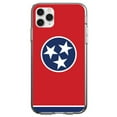 thumbnail image 1 of DistinctInk Clear Shockproof Hybrid Case for iPhone 13 (6.1" Screen) - TPU Bumper, Acrylic Back, Tempered Glass Screen Protector - Tennessee State Flag - US State Flag, 1 of 2