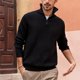 thumbnail image 1 of Mens Long Sleeve Stand-Up High Collar Shirt Slim Fit Knit Zip T Shirt Tops Tee, 1 of 8