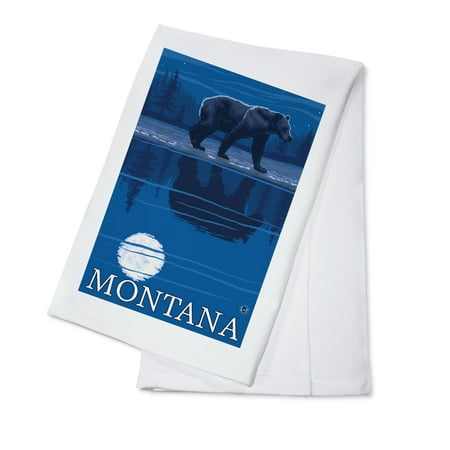 

Bear with Moonlight Montana (100% Cotton Tea Towel Decorative Hand Towel Kitchen and Home)