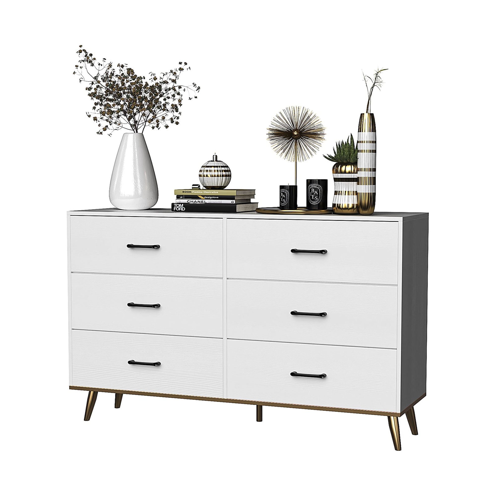 Kadyn Chest of Drawer, 6 Double Drawer Dresser for Bedroom, Modern Storage Cabinet for Living Room, White Nursery Dresser Kadyn Chest of Drawer, 6 Double Drawer Dresser for Bedroom, Modern Storage Cabinet for Living Room, White Nursery Dresser