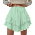 thumbnail image 2 of larppty Flowy Shorts For Women Casual Boho Ruffle Tiered Skorts High Waist Mini Skirts Tennis Crochet Shorts（Light Green， L）, 2 of 4