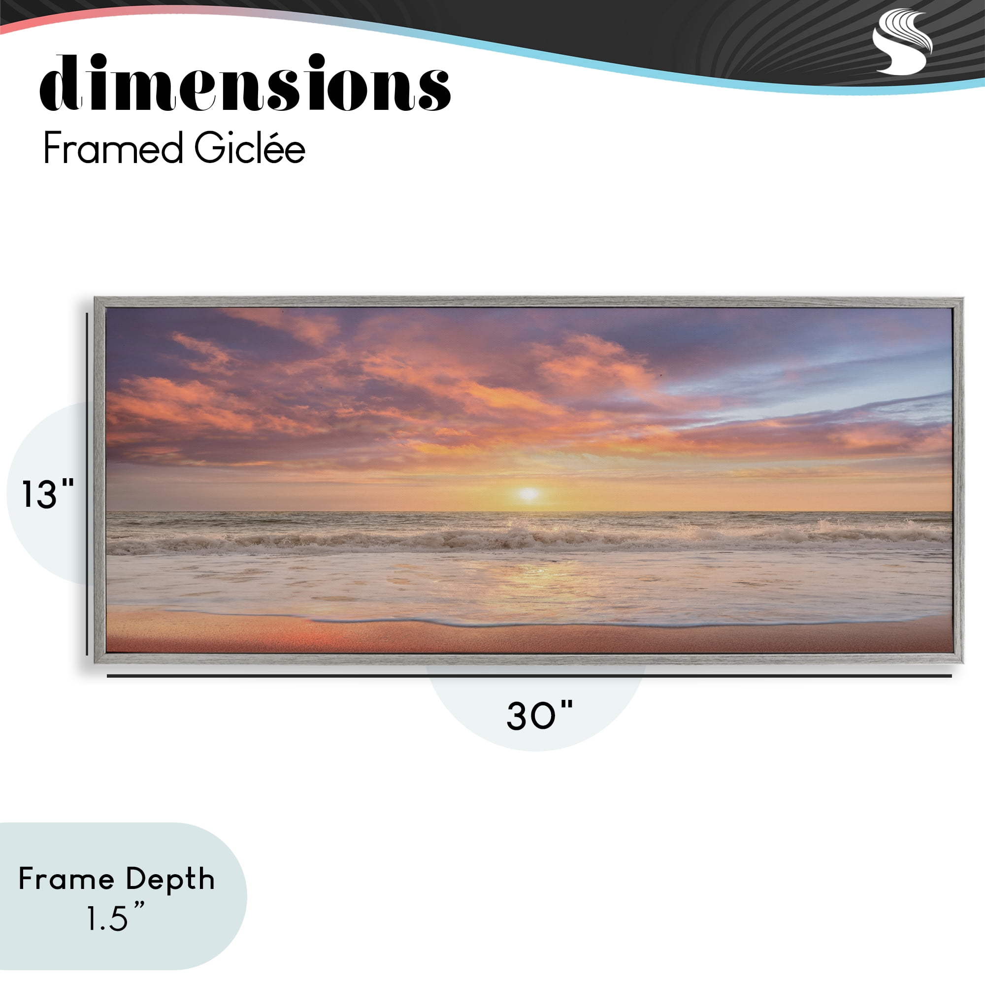 Stupell Industries Vivid Sunset Panorama Gray Framed Giclee Art, design by Mike Caliascibetta