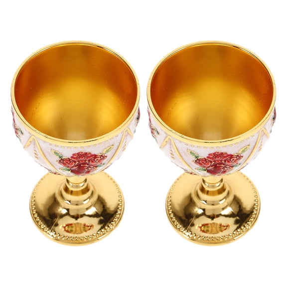 FOMIYES 2Pcs Vintage Metal Wine Cups European Style Portable Small Wine Glass for Spirits