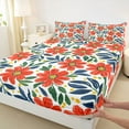 thumbnail image 3 of Castle Fairy Teens Orange Flowers Queen Sheet Sets,Exotic Style Bed Set, 3 of 7