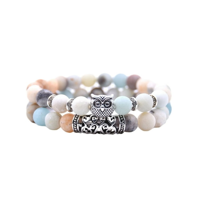 Qarigey de piedra minimalista Idea de regalo para un look moderno Pulseras de piedra natural de cuentas versátil Ropa, zapatos y accesorios Miscelánea Como se muestra