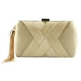thumbnail image 2 of Bolso de noche Hugo Embrague elegante de seda con borla dorado para mujer, 2 of 10